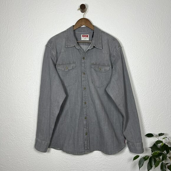 Wrangler Other - Wrangler Men's XL Indigo Gray Denim Pearl Snap Long Sleeve Western Button Up